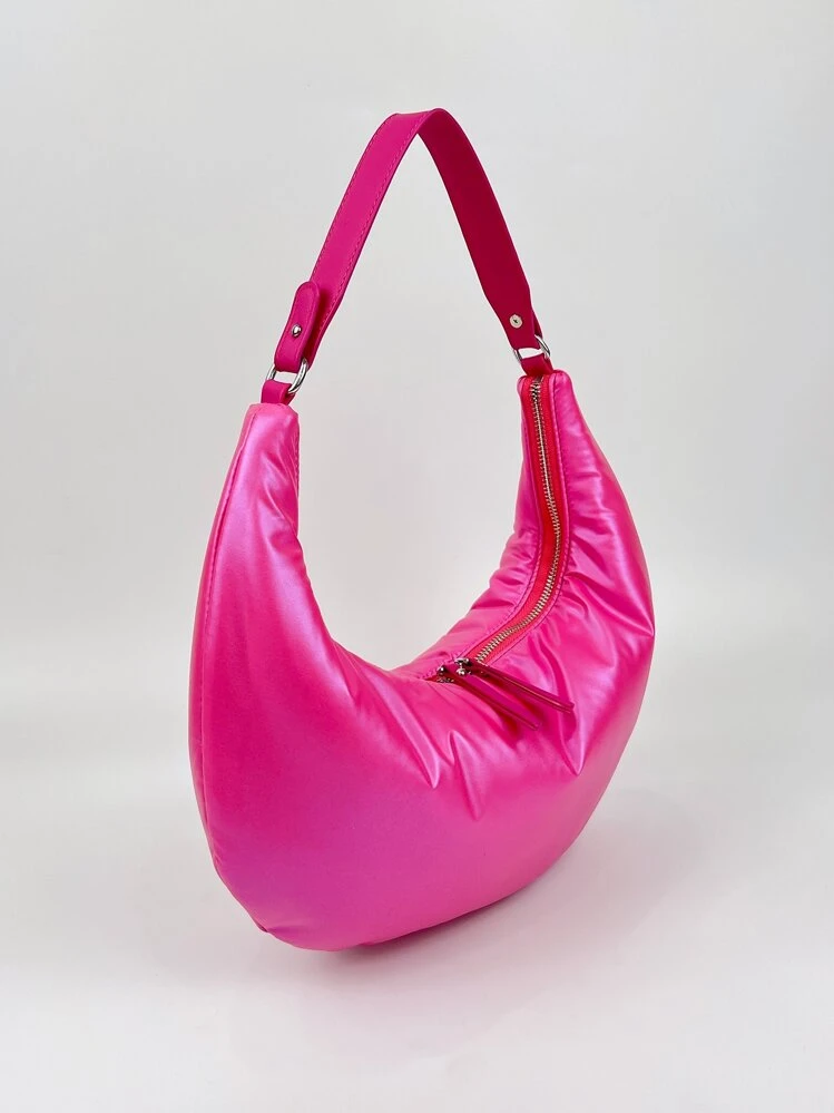 Neon Pink Hobo Bag | SHEIN USA