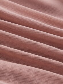 SHEIN MOD 網紗拼接鏤空褶邊緊身洋裝 - 藕粉色 - 查看 4