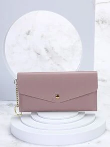 1 件长款带扣钱包，带链条和水钻装饰，适合夏季 - 紫色 - 查看 1