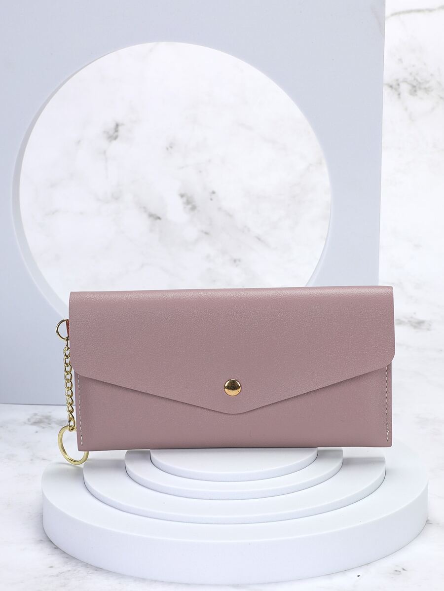 1 件长款带扣钱包，带链条和水钻装饰，适合夏季 - 紫色 - 查看 1