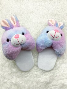 Zapatillas de peluche de tie dye con diseño de conejo de dibujos animados mullido - Multicolor - Ver 3