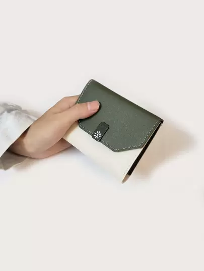 双色零钱包小号证件窗双折女士钱包便携现金白领女性大学工作商务通勤办公室周年纪念情侣生日礼物情人节礼物女士钱包钱包小钱包