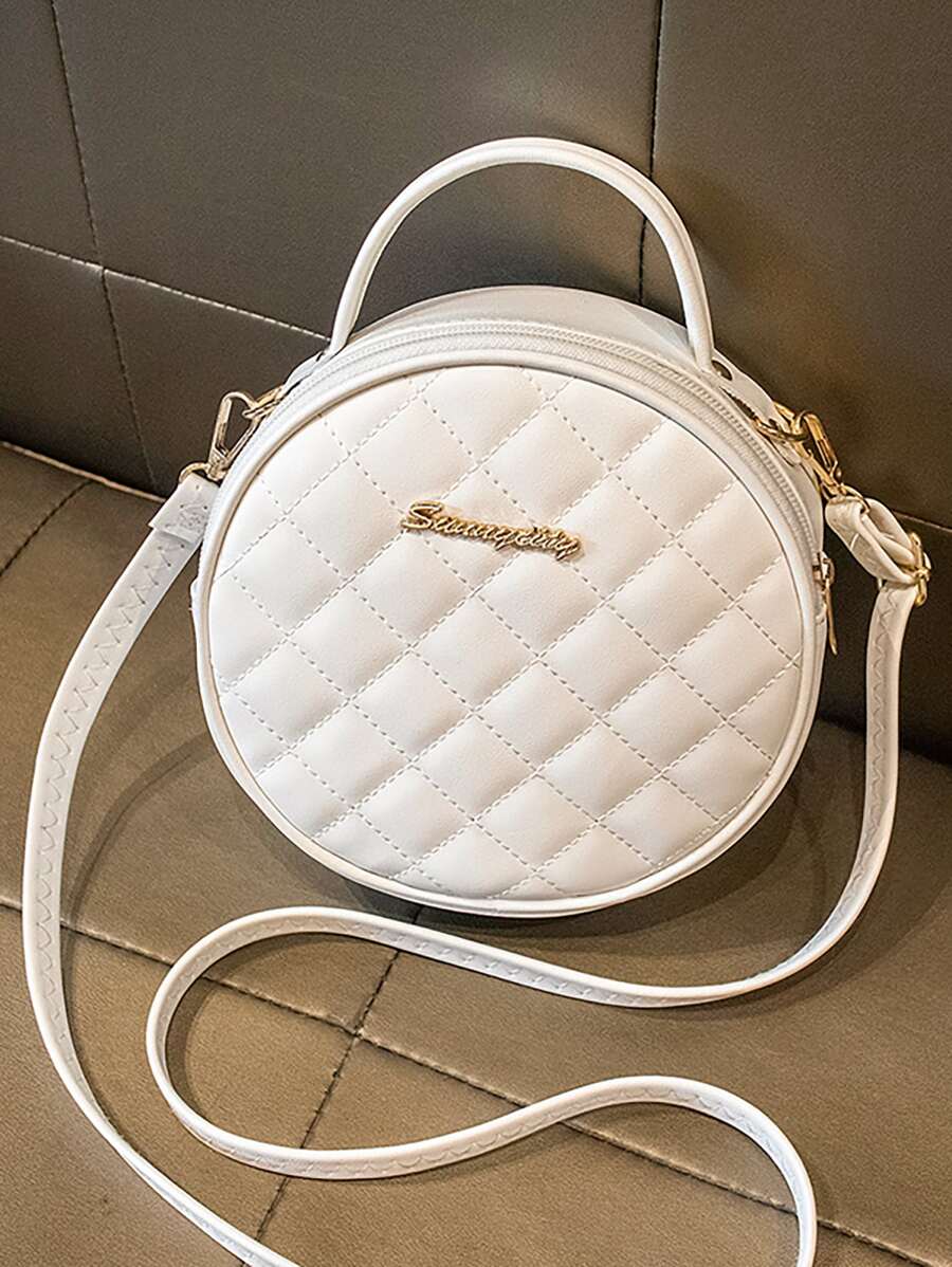 Mini Trang trí chữ cái Argyle Chần Túi tròn Túi xách tay , Túi tote , Túi đeo chéo , Túi đeo vai Giải trí , Tối giản Nhẹ , Có thể mang đi Đối với phụ nữ , & Cổ cồn trắng Công nhân
工人 , Cho cô gái , Đối với Cao đẳng Sinh viên Ngoài trời , Du lịch , , Mua sắm , Làm việc , Làm Việc  , Commute - trắng - Xem 1