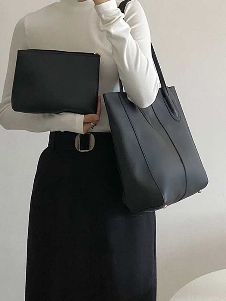 Minimalist Shoulder Tote Bag With Inner Pouch For Teen Girls Women College Students, Rookies & White-Collar Workers Perfect For Office, Work, Business, Commute Best Work Bag For Women, Business Casual Woman Bag Perfect For Office Business And Work, Work Bag Women, Ideal For Everyday Elegance & Special Occasions