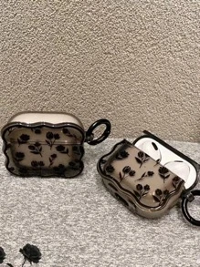 1pc Black Floral Design Earphone Case Compatible With Airpods Pro, Pro2, Airpods 3, Airpods 2, 1 With Fashionable Stand Feature - Black - View 6