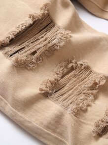 Quần Jeans Skinny Rách Rách Cho Nam - Màu Khaki - Xem 5