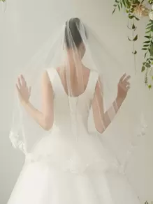 Flower Embroidery Bridal Veil Halloween Wedding Veil For Bride
