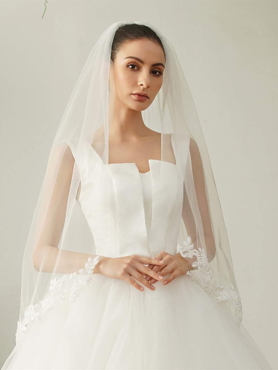 Velo de novia con bordado de flores, velo de boda para la novia. Accesorios para el Día de San Valentín