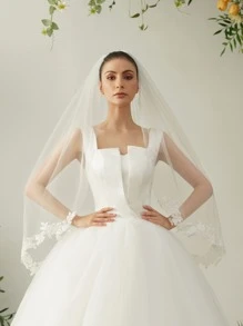 Flower Embroidery Bridal Veil Halloween Wedding Veil For Bride