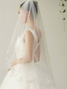 Flower Embroidery Bridal Veil Halloween Wedding Veil For Bride