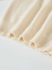 Niñas Jersey con patrón geométrico de cuello alto - Beis - Ver 3