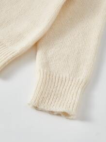 Niñas Jersey con patrón geométrico de cuello alto - Beis - Ver 4