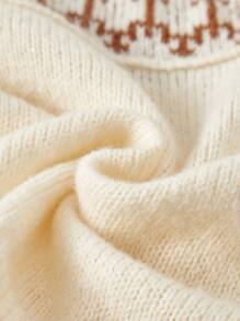 Niñas Jersey con patrón geométrico de cuello alto - Beis - Ver 5