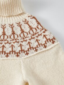 Niñas Jersey con patrón geométrico de cuello alto - Beis - Ver 7