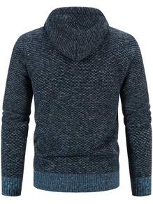 Manfinity Hombres Cárdigan con cordón con cremallera con capucha térmico - Azul Marino - Ver 2