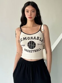 DAZY Áo hai dây Lá thư Giải trí - Màu be - Xem 8