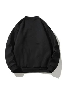 Manfinity Hypemode Men Plus Letter Graphic Teddy Lined Bomber Jacket - Black - View 2