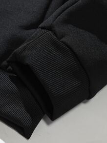 Manfinity Hypemode Men Plus Letter Graphic Teddy Lined Bomber Jacket - Black - View 6