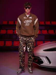 ROMWE MEN Guys Star Graphic Camo Cargo Pants - Multicolor - View 4