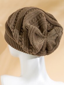 JZML 1入男士針織鬆垮的針織帽，休閒風格 - 卡其色 - 查看 2