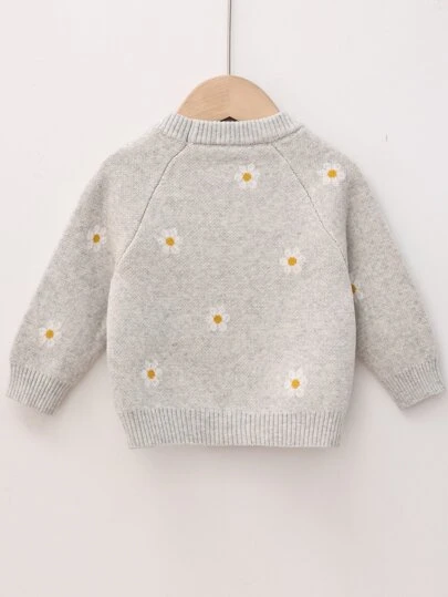 Elladie kids 女婴花卉图案插肩袖毛衣
