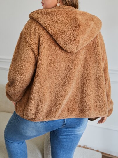 Cazadora teddy de hombros caídos con capucha
