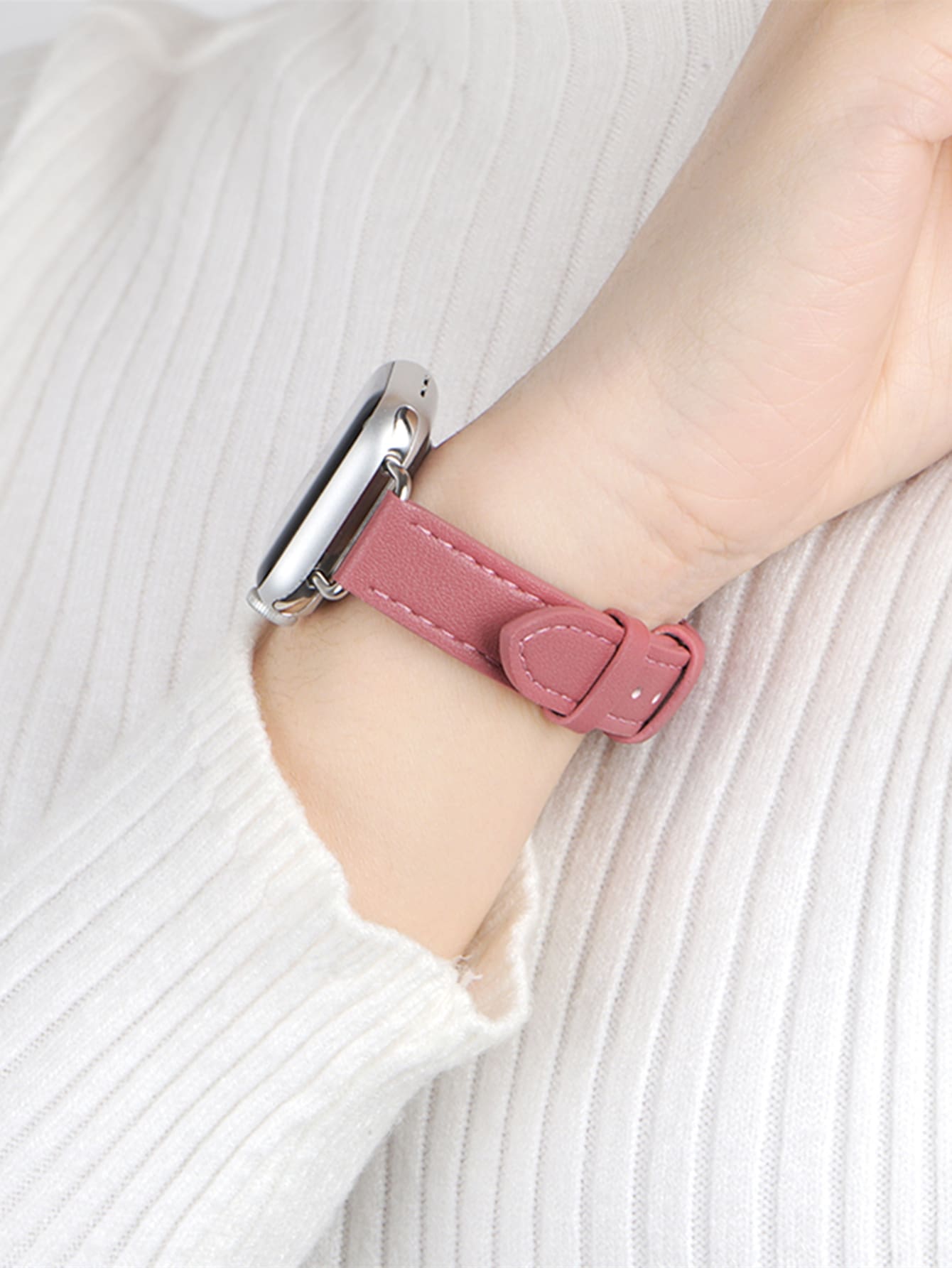 PU皮革錶帶適用於Apple Watch - 玫紅色 - 查看 1