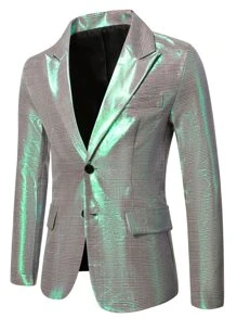 Manfinity Hombres Blazer de pata de gallo con botón - Multicolor - Ver 1