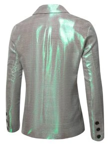 Manfinity Hombres Blazer de pata de gallo con botón - Multicolor - Ver 2