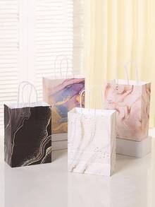 5 piezas Bolsa de regalo con estampado de mármol - Multicolor - Ver 2