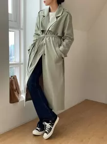 DAZY Epaulettes Design Slant Pockets Single Breasted Belted Trench Coat,Fall Clothes Women Jacket