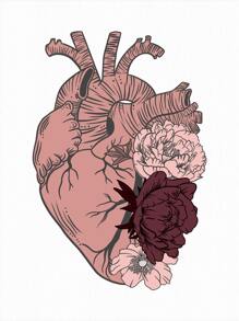 L'Amour Morbide Plus Floral and Heart Print Tee - White - View 2