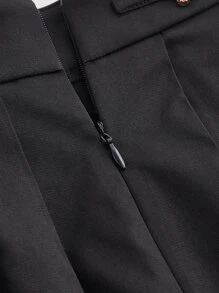 SHEIN MOD Váy nữ Chuỗi Xếp li màu trơn Giải trí - màu đen - Xem 5