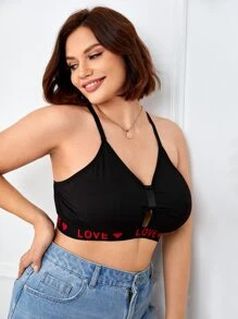 Plus Letter Tape Bralet - Black - View 1