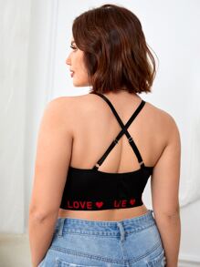 Plus Letter Tape Bralet - Black - View 2