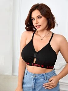 Plus Letter Tape Bralet - Black - View 3