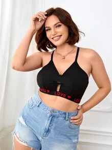 Plus Letter Tape Bralet - Black - View 4