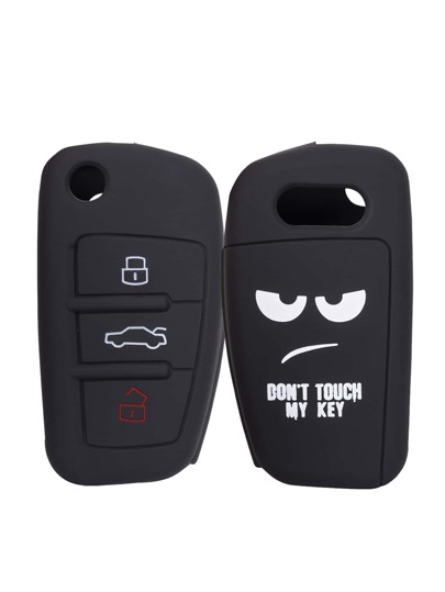 1pc Black Silicone Car Key Fob Cover, Anti-Drop Protective Case For Audi Folding 3-Button Car Keys A3 A4 A5 A6 A7 Q3 Q5 S6 B6 B7 B8 C6 TT 8P 8V 8L RS3 S3