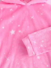 女孩星空圖案連帽上衣和褲子睡衣套裝 - 粉色 - 查看 4