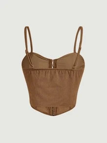 SHEIN MOD Solid Corduroy Cami Top - Brown - View 2