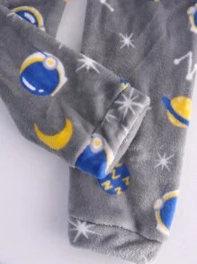 男大童星空圖案法蘭絨連帽衫和褲子