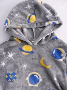 男大童星空圖案法蘭絨連帽衫和褲子