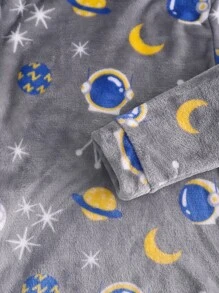 男大童星空圖案法蘭絨連帽衫和褲子