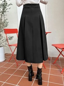 DAZY Váy nữ Nút màu trơn Giải trí - màu đen - Xem 2