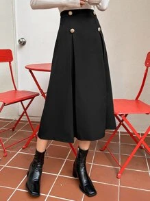 DAZY Váy nữ Nút màu trơn Giải trí - màu đen - Xem 3