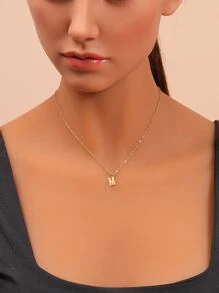 Letter Charm Necklace - Yellow Gold - View 2