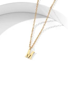 Letter Charm Necklace - Yellow Gold - View 3