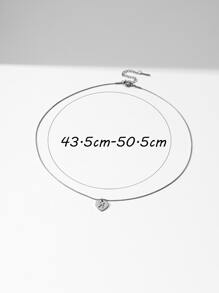 鏤空字母細節愛心掛飾項鍊 - 銀色 - 查看 4