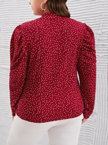 SHEIN Clasi Áo thun Plus size Chấm bi Giải trí - Đỏ - Xem 2