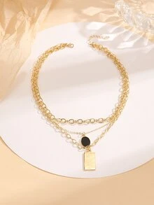 Collar a capas oval & rectángulo accesorio - Amarillo Oro - Ver 5